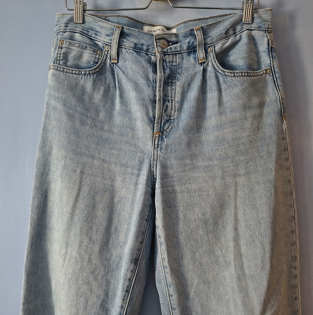 Denim Forum Maya Mid-Rise Wide Leg Light Wash Organic Cotton Blue Jeans 29 - Picture 4 of 9